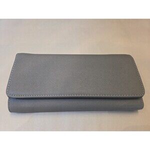 NWOT Gray Vinyl Crossbody Clutch Wallet Purse Convertible Strap Faux Leather